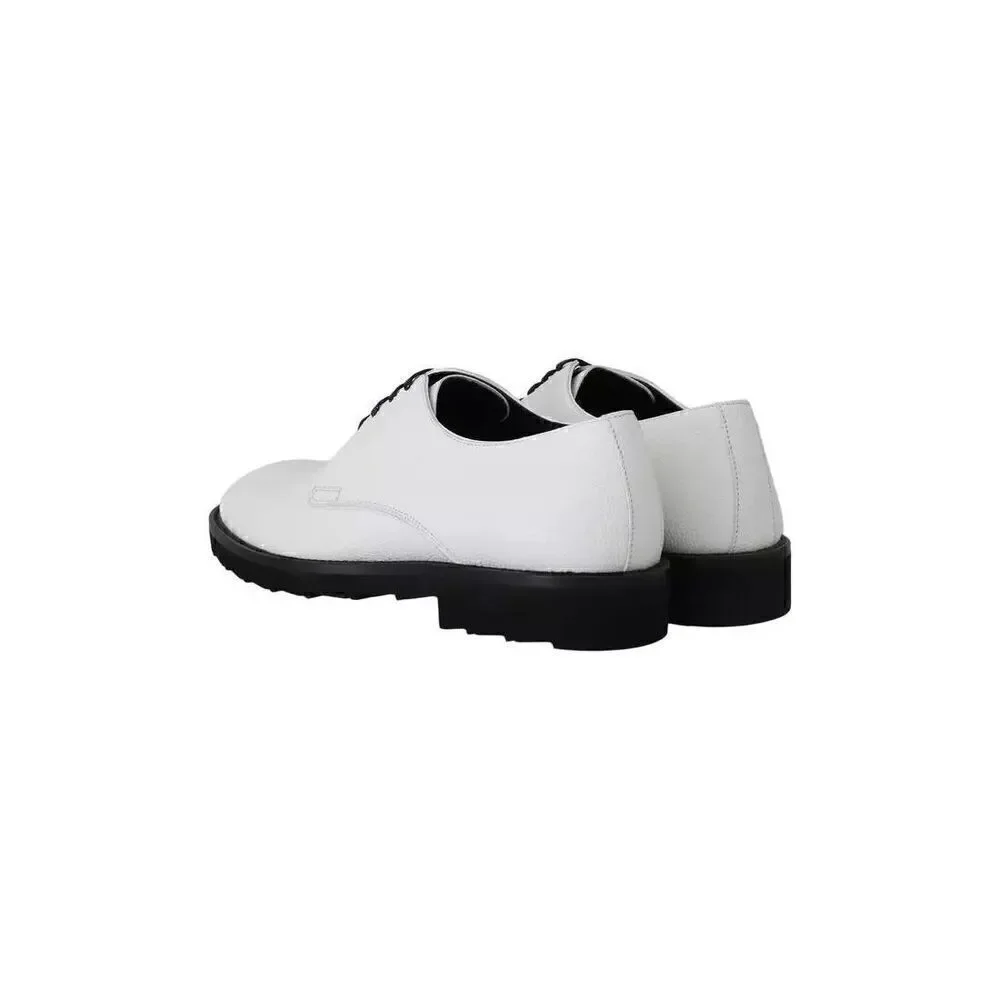 Dolce & Gabbana White Leather Derby Dress Formal Shoes-NWOT
